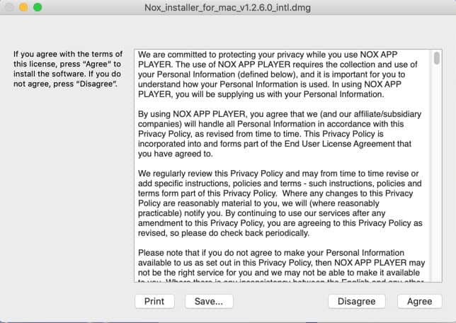 nox mac install screen