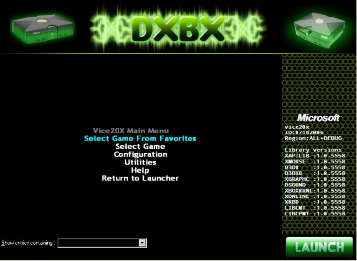 DXBX emulator running on PC