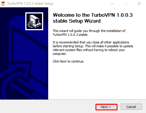 Turbo VPN downloaded on Windows 10