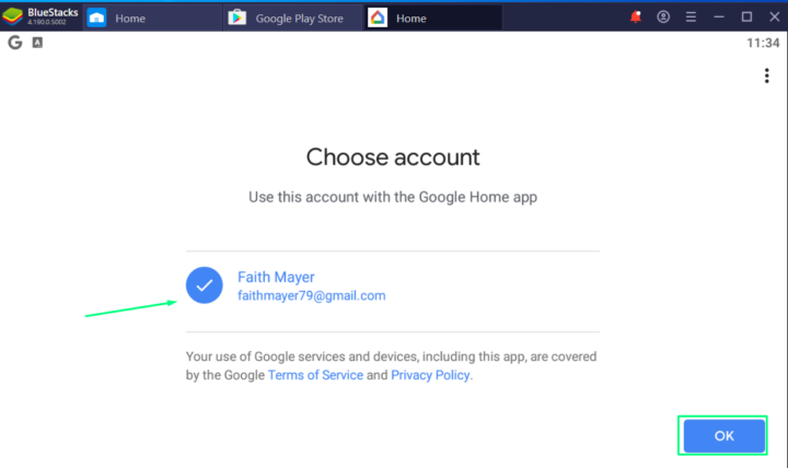 Account to Google Home App